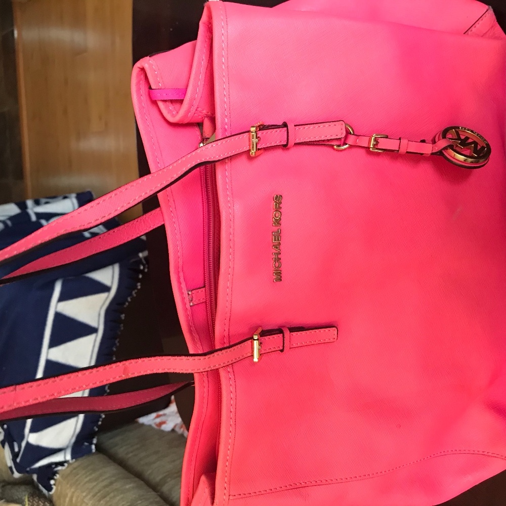 Michael Kors Purse Hot Pink Large Shoulder